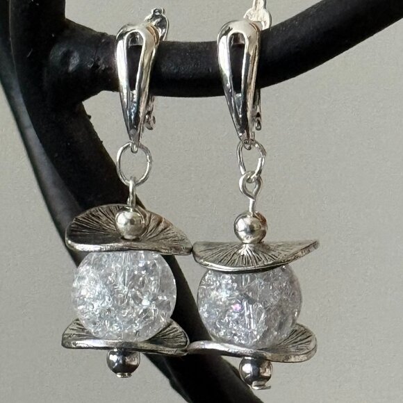 3/$17 Modern Design Abstract Cracked Quartz Pierced Earrings - Picture 1 of 4